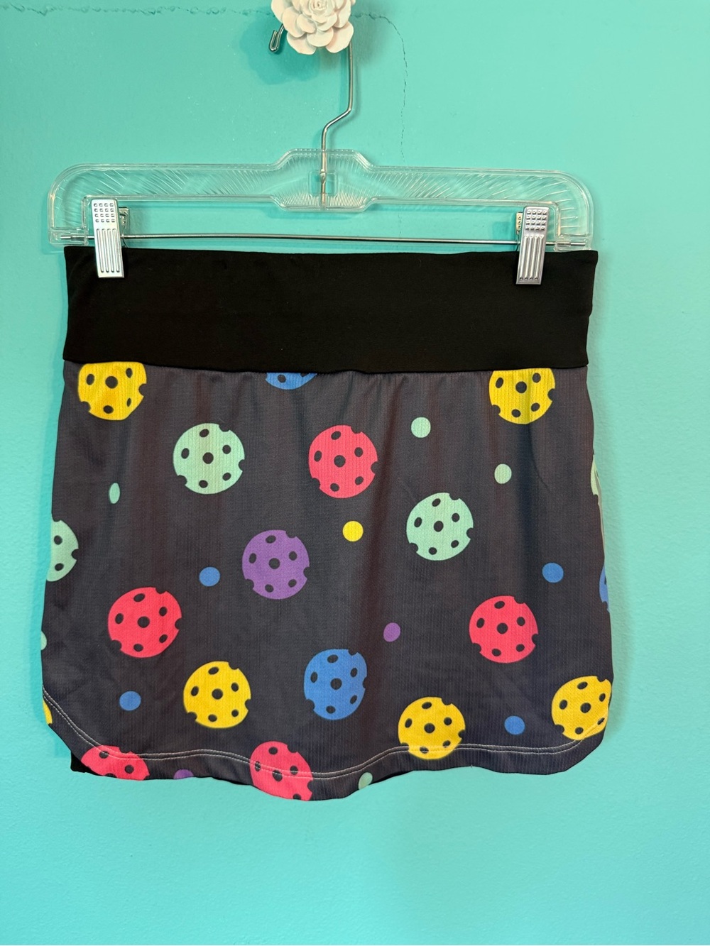 Unbranded Women’s Cute Black w/different Color Balls Skort Size Small